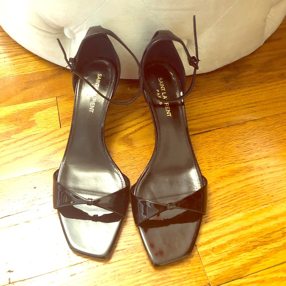 SAINT LAURENT LEXI KITTEN HEEL PATENT LEATHER